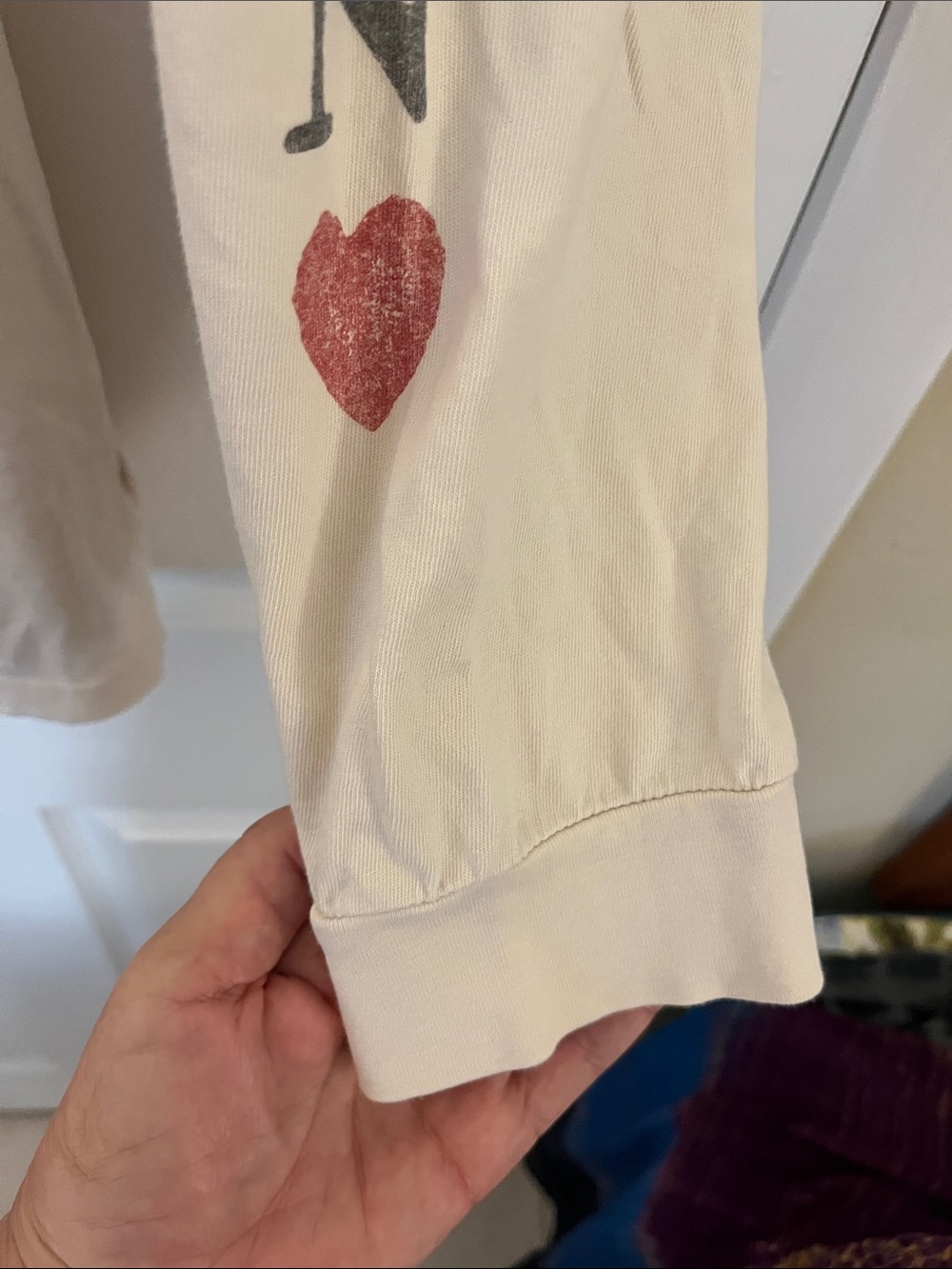 Daydreamer Free People Queen of Hearts long sleeve T-shirt cotton arm spellout L - Picture 6 of 14
